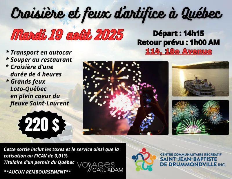 Croisière et feux d'artifice à Québec